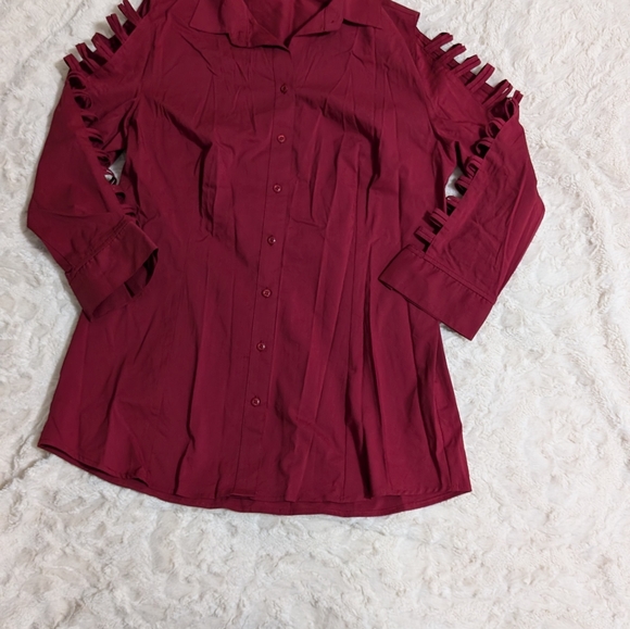 Zac & Rachel red blouse open sleeves size M - Picture 2 of 7